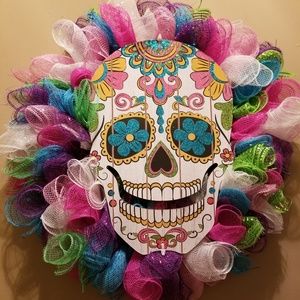 Sugar skull Halloween wreath